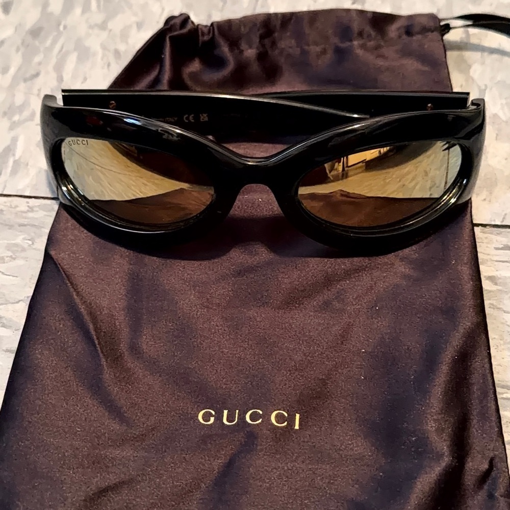 Gucci Black Sunglasses with Gold Accents